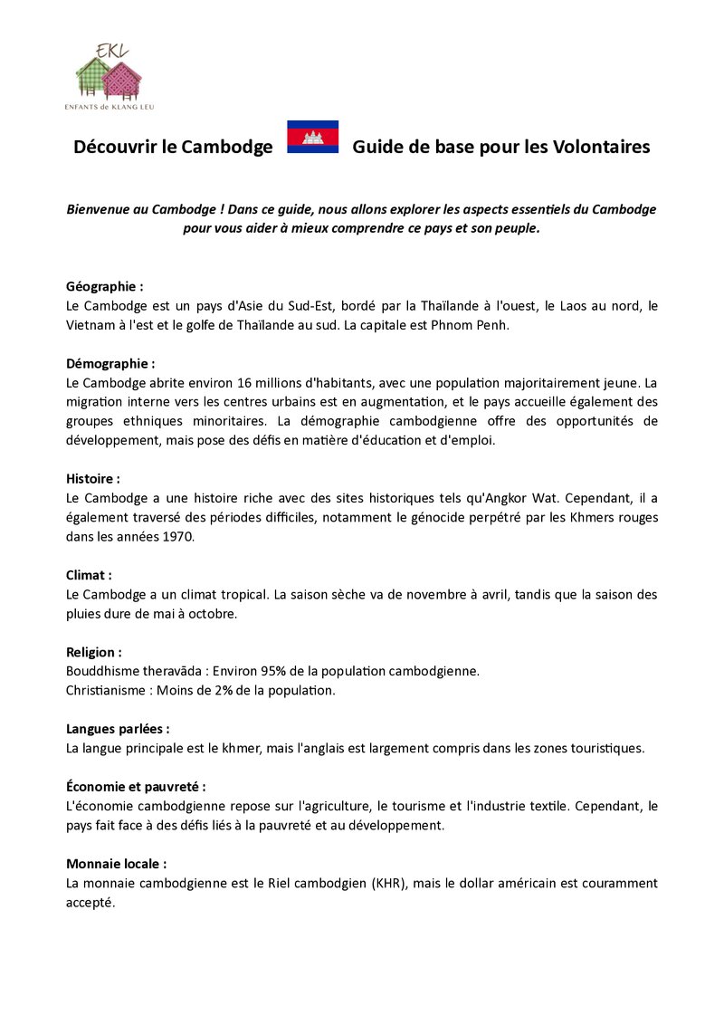 Première page de Le guide du bénévole